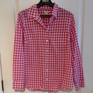 J. Crew Pink and White Checkered Shirt